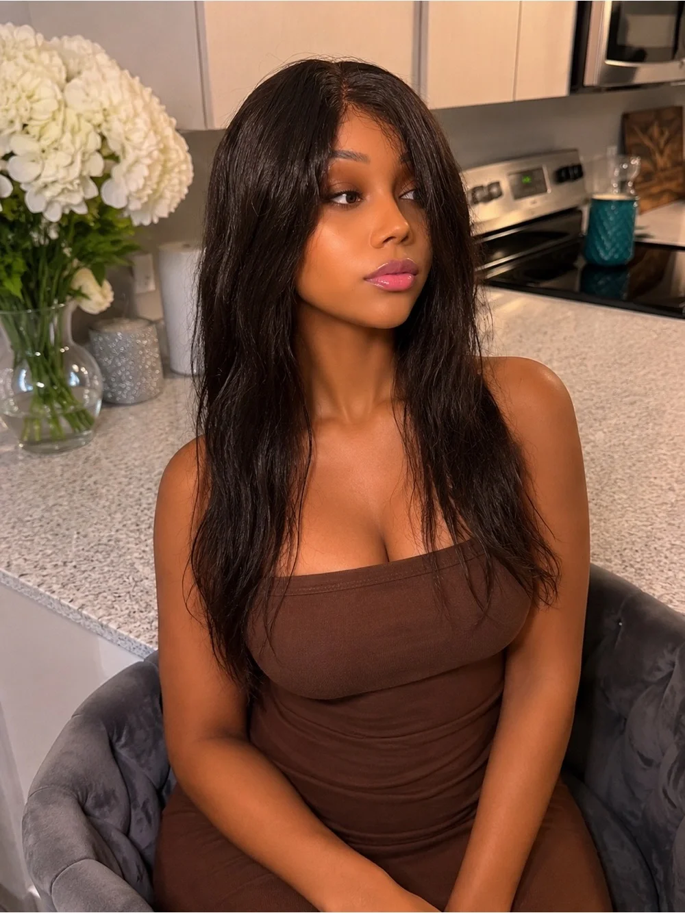 360 Full Frontal Lace Front Wig with Natural Wave - Black 20 inches